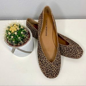Lucky Brand Alba Leopard Print Leather Ballet Flats Size 7.5